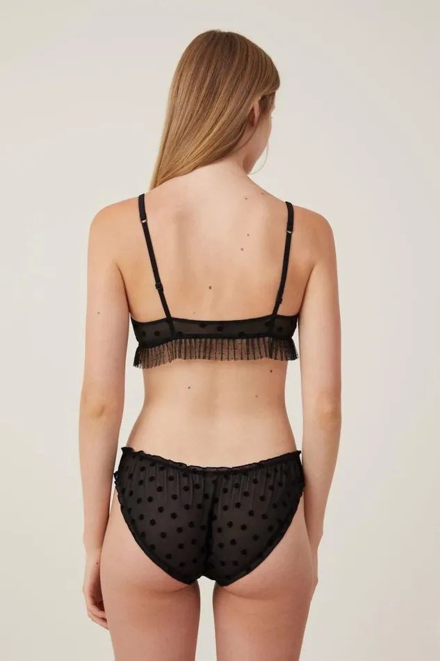 Cotton On Bras Sasha Flocking Mesh Bralette Black Daisy 8211 Women