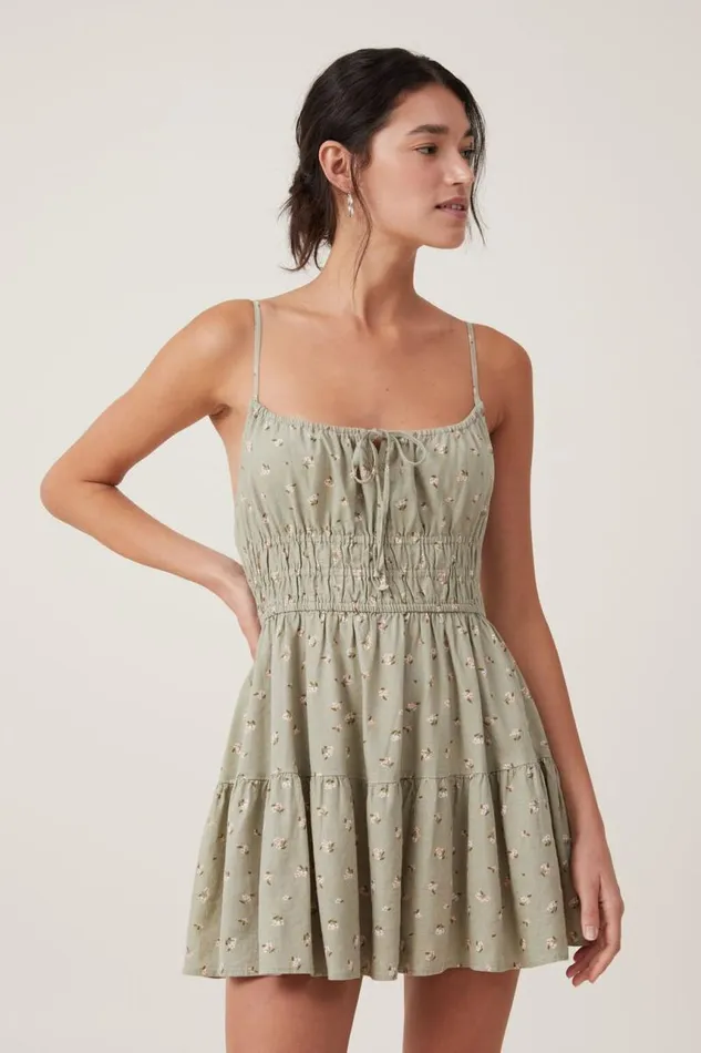 Cotton On Dresses Haven Tiered Mini Dress Leora Ditsy Sage 8211 Women