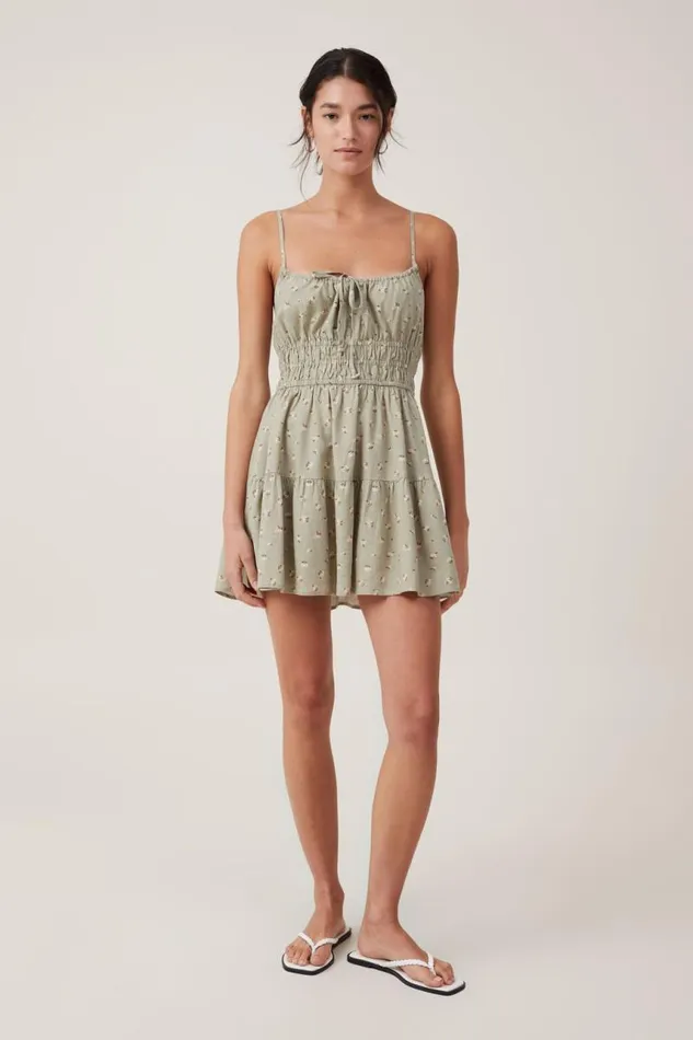 Cotton On Dresses Haven Tiered Mini Dress Leora Ditsy Sage 8211 Women