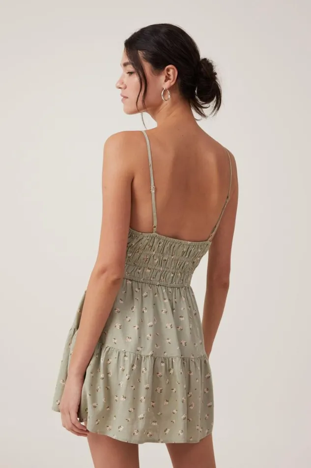 Cotton On Dresses Haven Tiered Mini Dress Leora Ditsy Sage 8211 Women