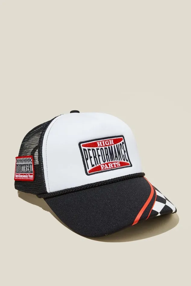 Cotton On Hats and Beanies Trucker Hat Blackwhitehigh Performance Parts 8211 Men