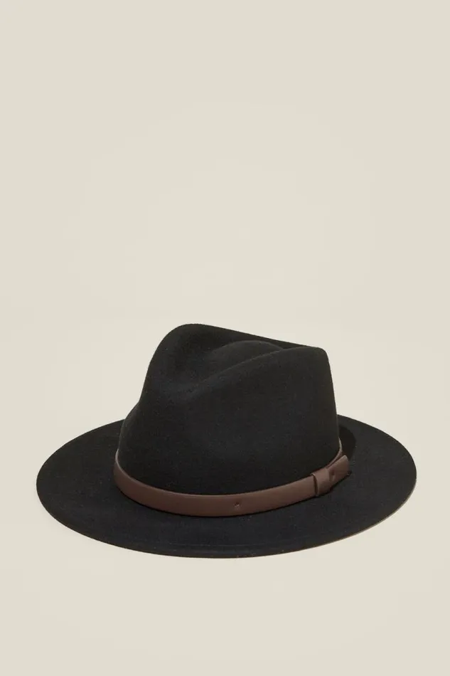 Cotton On Hats and Beanies Wide Brim Felt Hat Black 8211 Men