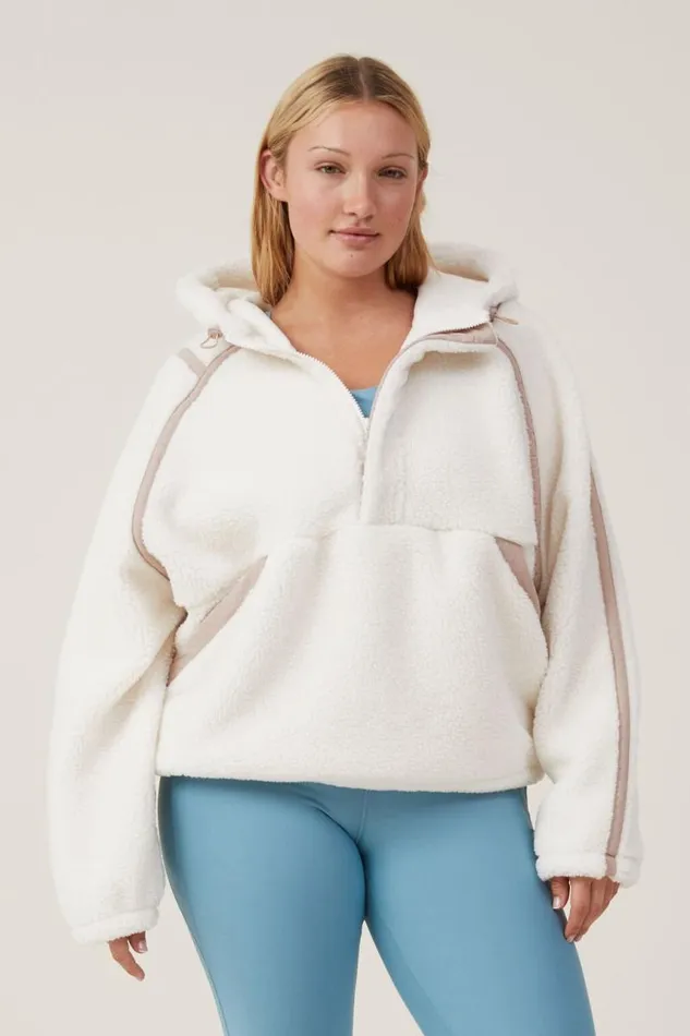 Cotton On Jackets Active Sherpa Hoodie Coconut Milkaffogato 8211 Women