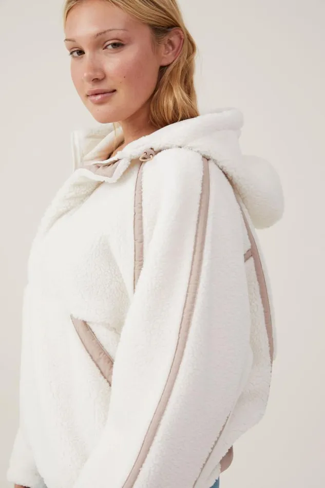 Cotton On Jackets Active Sherpa Hoodie Coconut Milkaffogato 8211 Women
