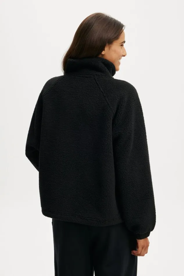 Cotton On Jackets Balance Half Zip Sherpa Pullover Jacket Black 8211 Women