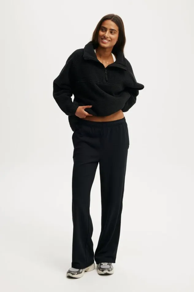 Cotton On Jackets Balance Half Zip Sherpa Pullover Jacket Black 8211 Women