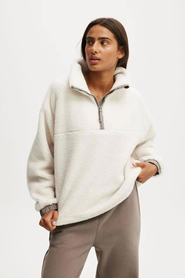 Cotton On Jackets Balance Half Zip Sherpa Pullover Jacket Coconut Milkdesert Grey 8211 Women Cotton On Jackets Balance Half Zip Sherpa Pullover Jacket Coconut Milkdesert Grey 8211 Women