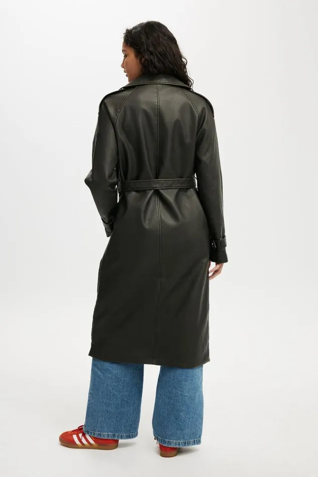 Cotton On Jackets Chicago Faux Leather Trench Coat Black 8211 Women