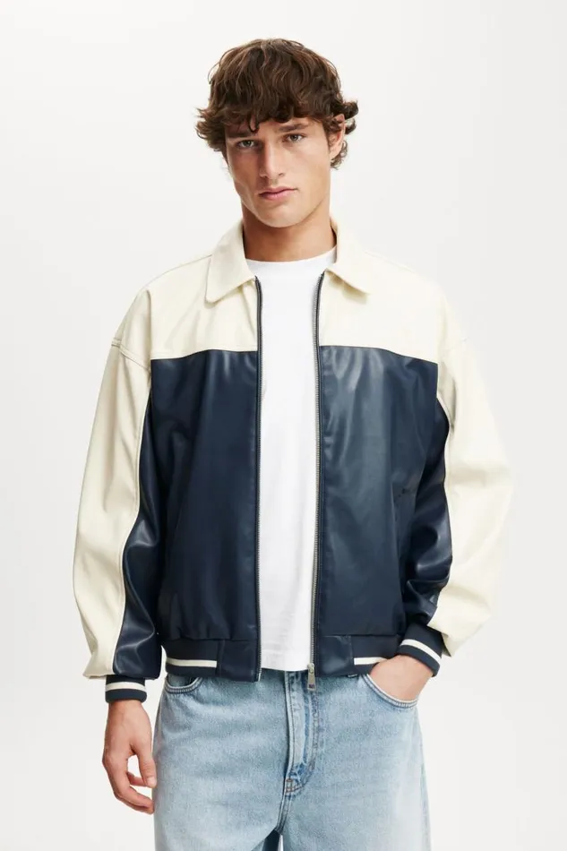 Cotton On Jackets Faux Leather Western Jacket Vintage Navy 8211 Men