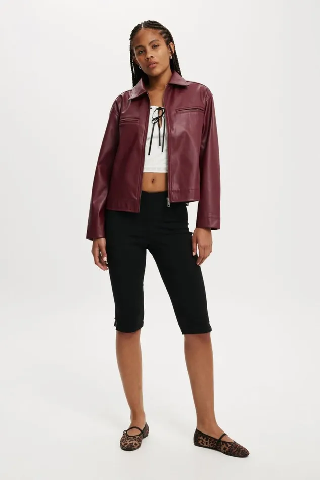 Cotton On Jackets Ivy Faux Leather Jacket Deep Cherry 8211 Women