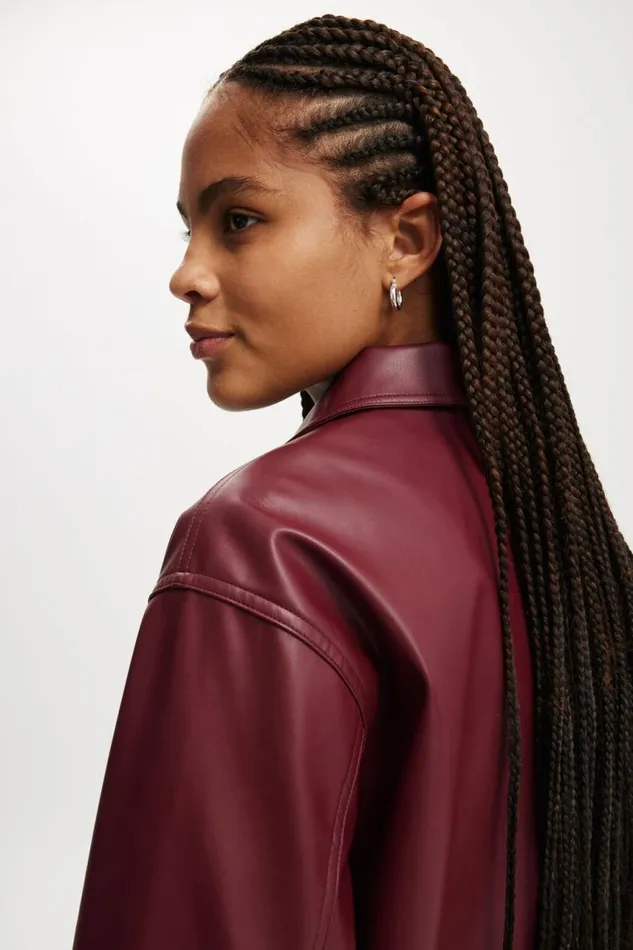 Cotton On Jackets Ivy Faux Leather Jacket Deep Cherry 8211 Women