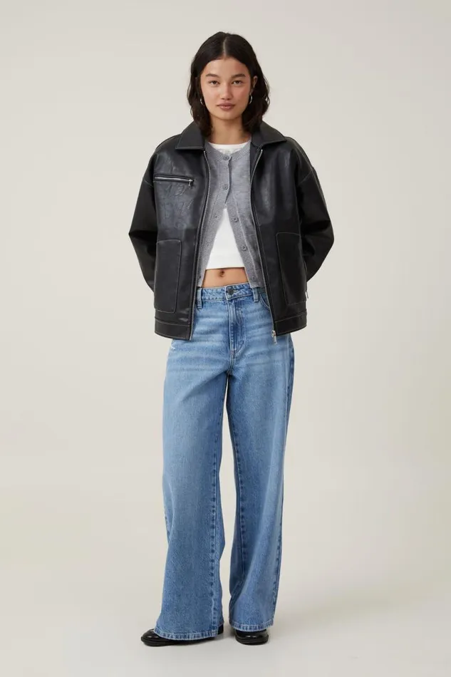 Cotton On Jackets Leo Faux Leather Jacket Black 8211 Women