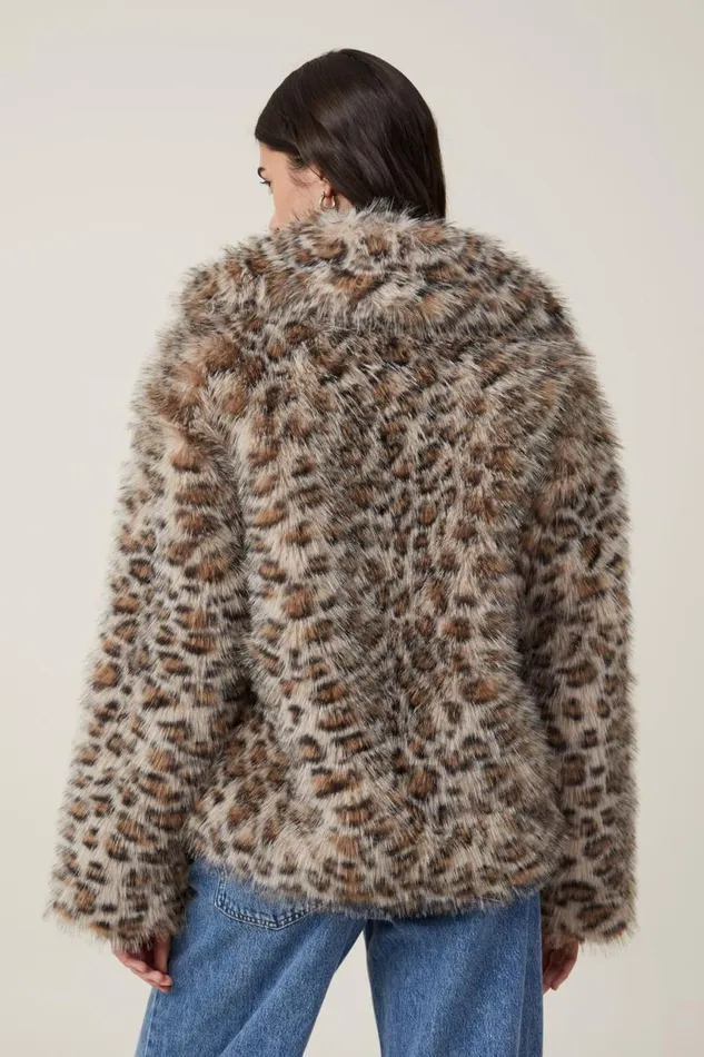 Cotton On Jackets Mimi Faux Fur Jacket Leopard 8211 Women