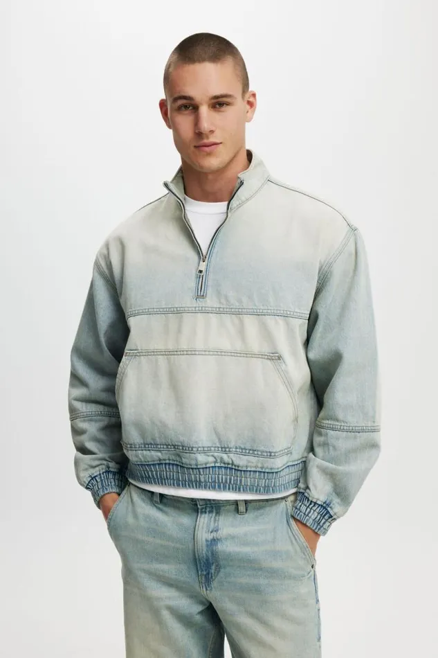 Cotton On Jackets Quarter Zip Oversized Jacket Halen Blue 8211 Men