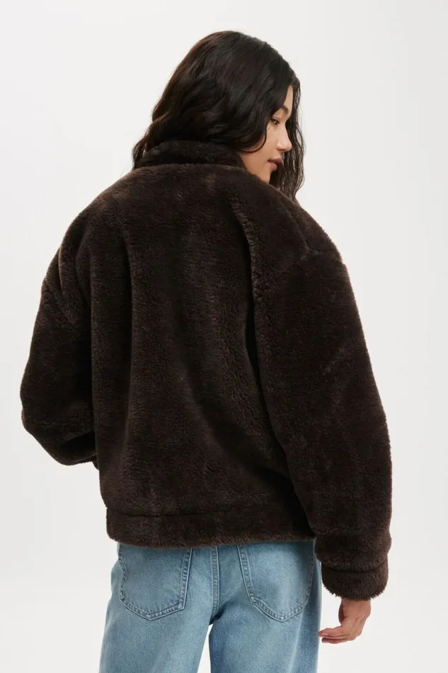 Cotton On Jackets Teddy Bomber Jacket Brown 8211 Women