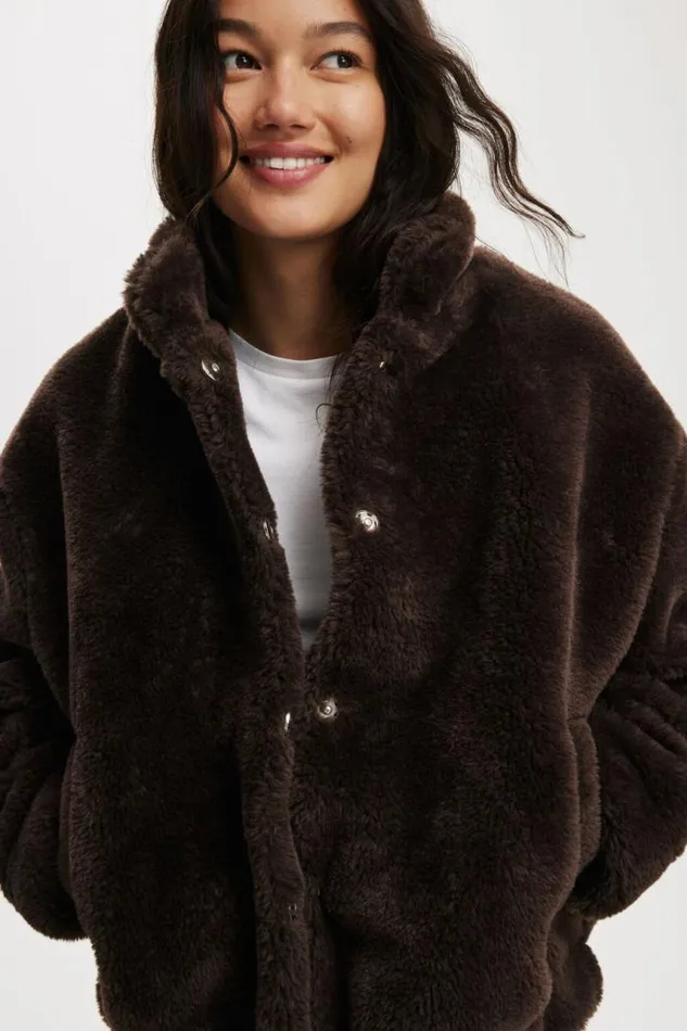 Cotton On Jackets Teddy Bomber Jacket Brown 8211 Women