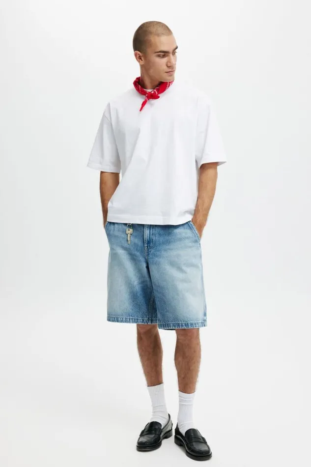 Cotton On Jeans Baggy Denim Short Cannonball Blue 8211 Men