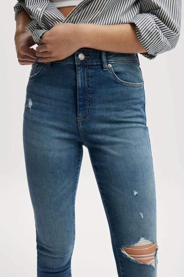 Cotton On Jeans High Rise Skinny Jean Freshwater Blue Rip 8211 Women Cotton On Jeans High Rise Skinny Jean Freshwater Blue Rip 8211 Women