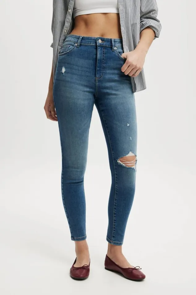 Cotton On Jeans High Rise Skinny Jean Freshwater Blue Rip 8211 Women Cotton On Jeans High Rise Skinny Jean Freshwater Blue Rip 8211 Women