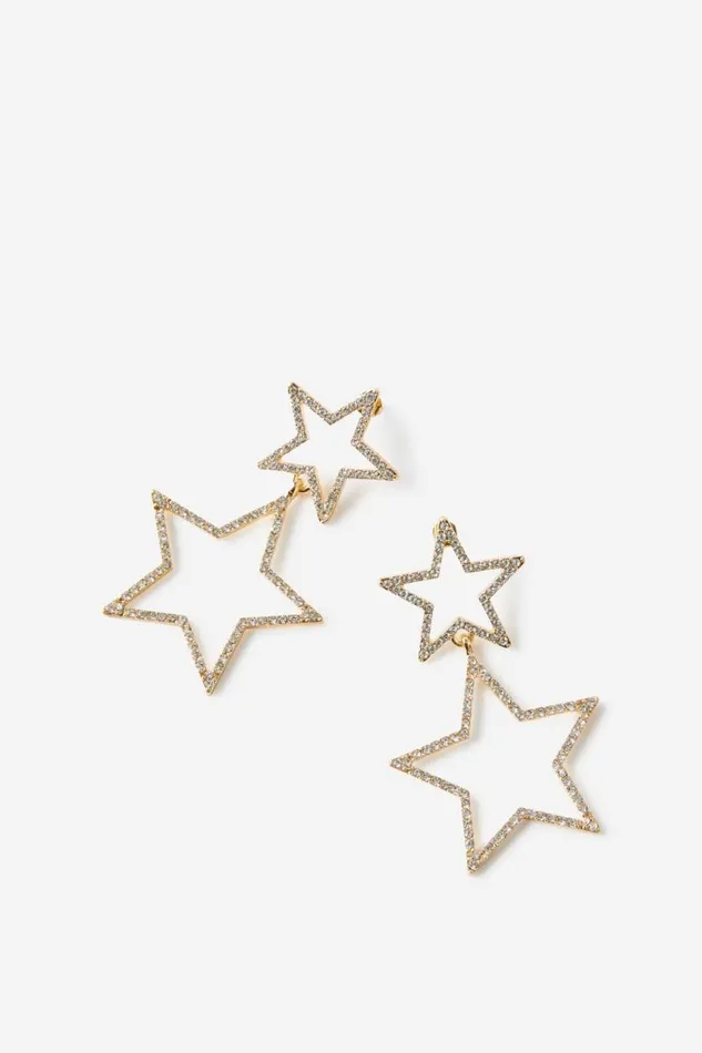 Cotton On Jewelry Mid Charm Earring Up Gold Diamante Stars 8211 Women