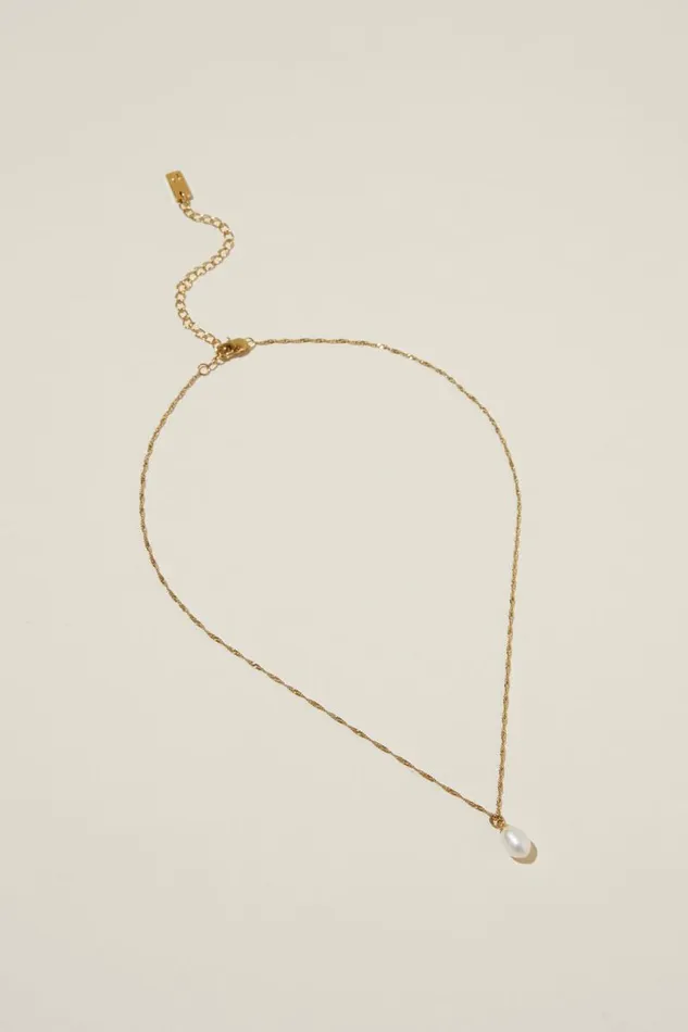 Cotton On Jewelry Waterproof Pendant Necklace Gold Plated Pearl Drop 8211 Women Cotton On Jewelry Waterproof Pendant Necklace Gold Plated Pearl Drop 8211 Women