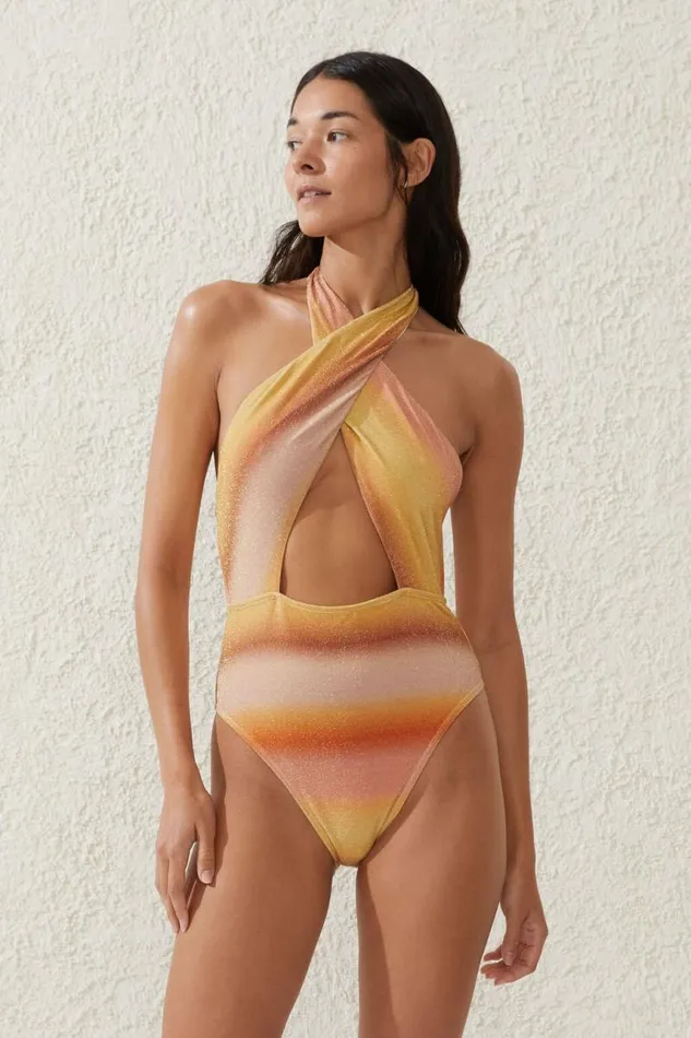 Cotton On OnePieceSwimsuits Halter Neck One Piece Brazilian Sierra Ombre Sunrise Metallic 8211 Women Cotton On OnePieceSwimsuits Halter Neck One Piece Brazilian Sierra Ombre Sunrise Metallic 8211 Women