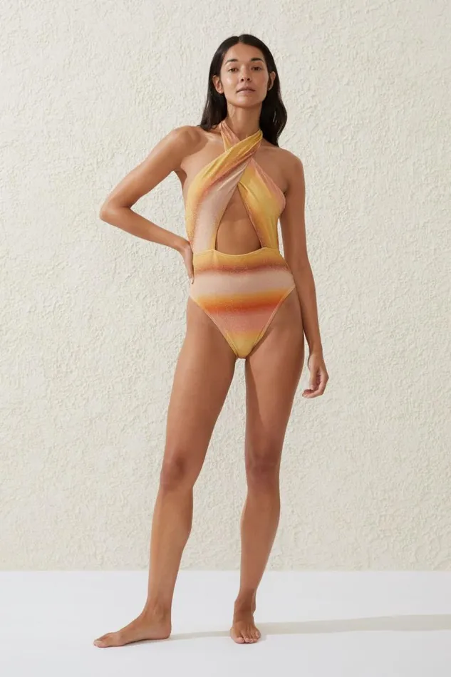 Cotton On OnePieceSwimsuits Halter Neck One Piece Brazilian Sierra Ombre Sunrise Metallic 8211 Women Cotton On OnePieceSwimsuits Halter Neck One Piece Brazilian Sierra Ombre Sunrise Metallic 8211 Women
