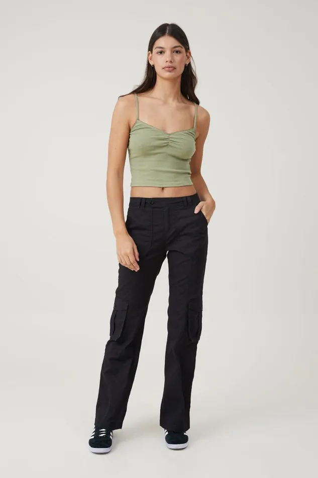 Cotton On Pants Bootleg Cargo Pant Washed Black 8211 Women