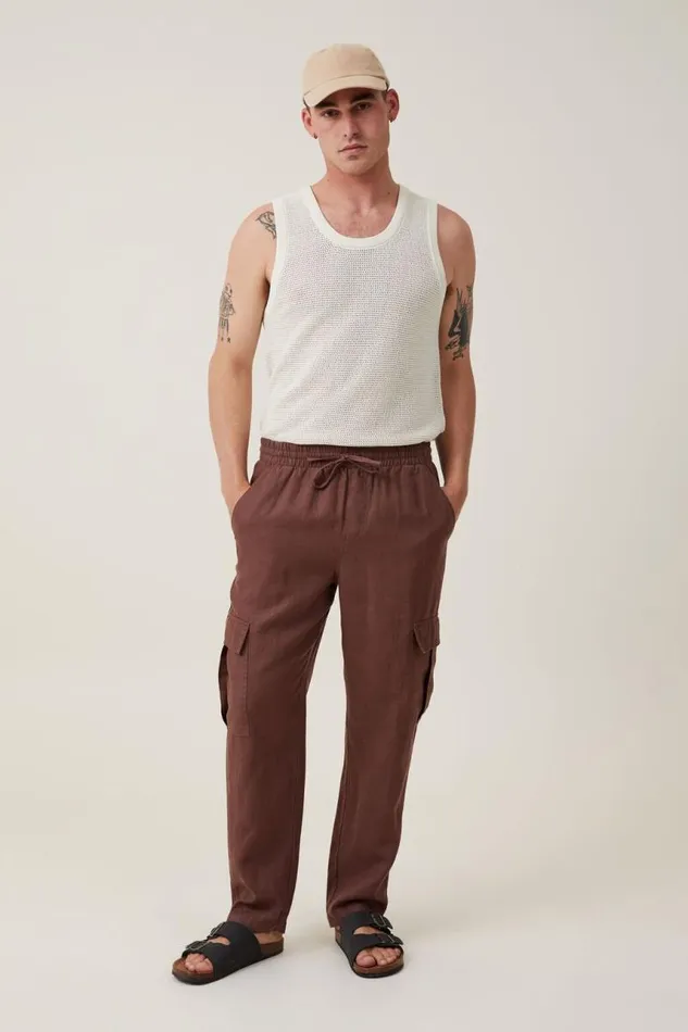 Cotton On Pants Cargo Linen Pant Chocolate Cargo 8211 Men