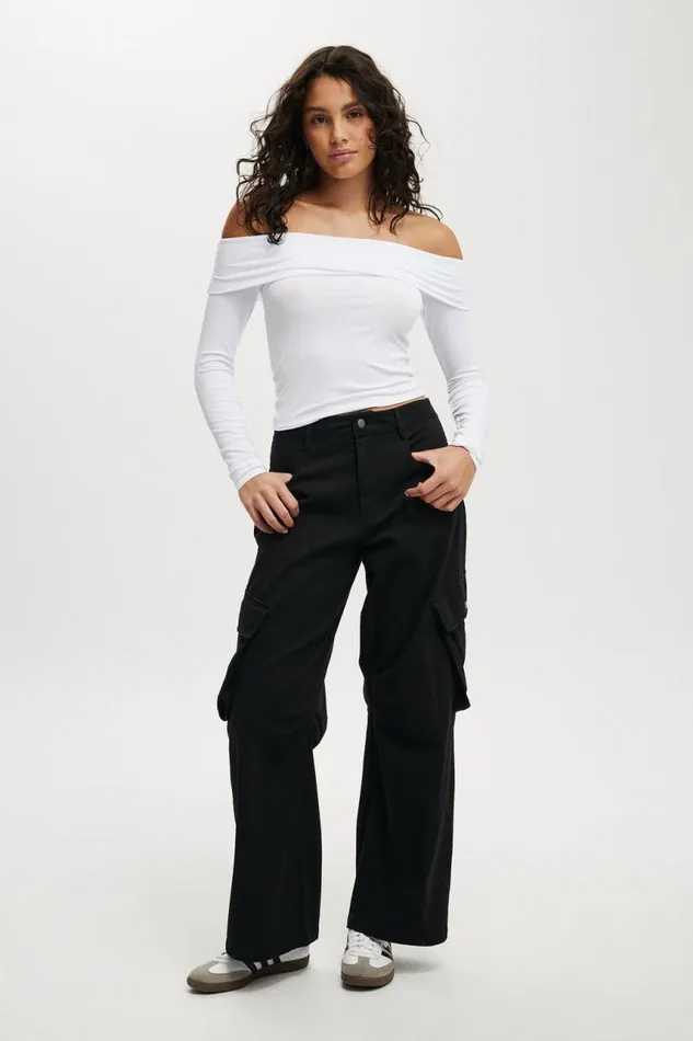 Cotton On Pants Cody Baggy Cargo Pant Black 8211 Women