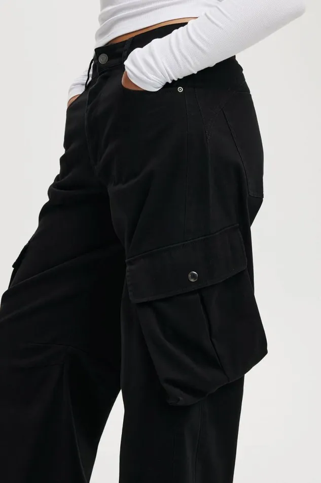 Cotton On Pants Cody Baggy Cargo Pant Black 8211 Women