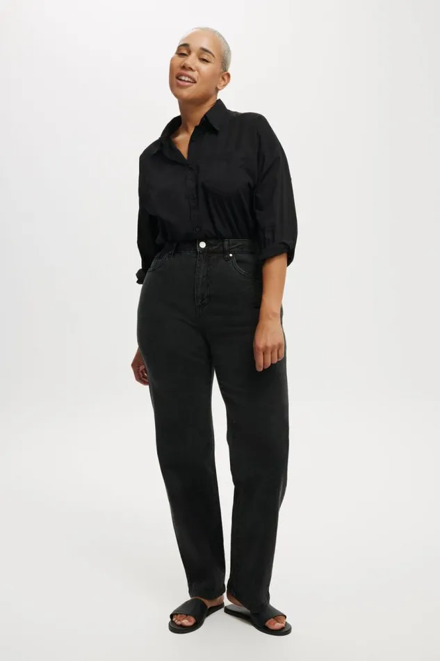Cotton On Pants Curvy Stretch Straight Jean Graphite Black 8211 Women