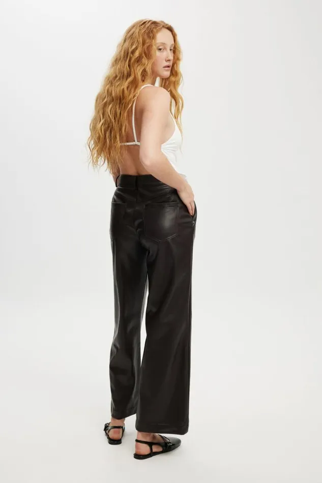 Cotton On Pants Faux Leather Wide Leg Pant Brown 8211 Women