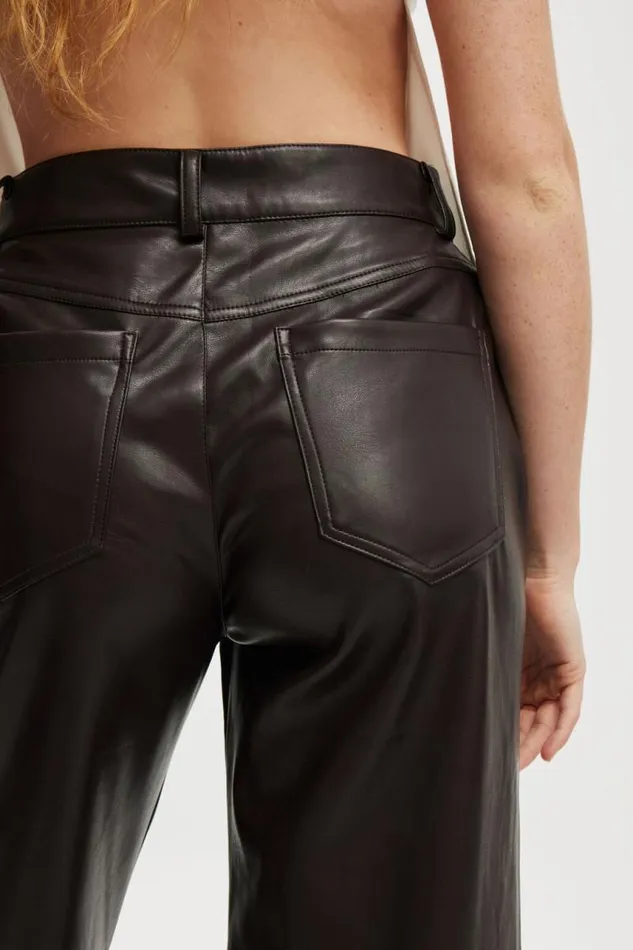 Cotton On Pants Faux Leather Wide Leg Pant Brown 8211 Women