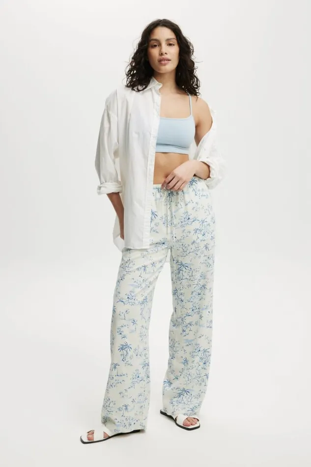 Cotton On Pants Haven Wide Leg Pant Tropical Toileblue 8211 Women