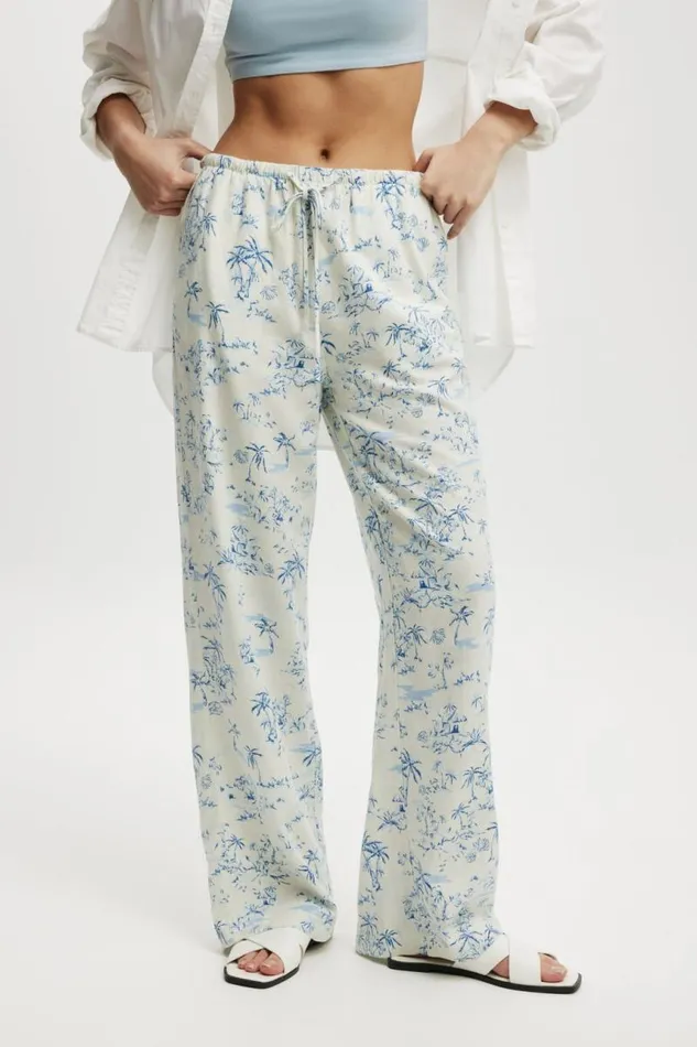 Cotton On Pants Haven Wide Leg Pant Tropical Toileblue 8211 Women