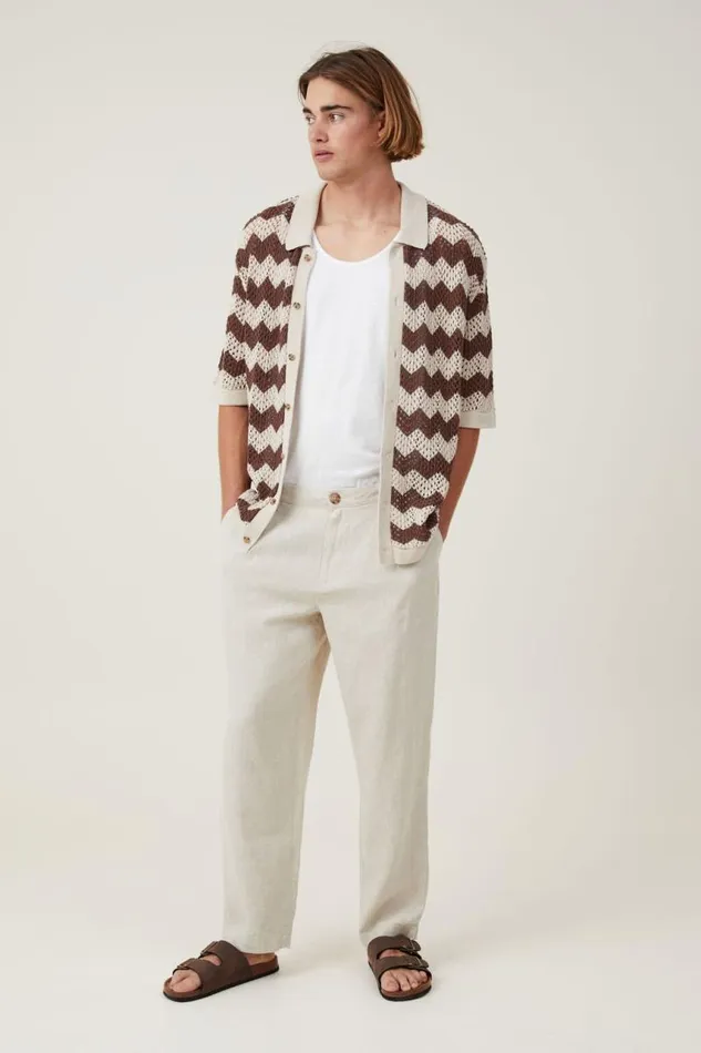 Cotton On Pants Linen Pleat Pant Oatmeal 8211 Men