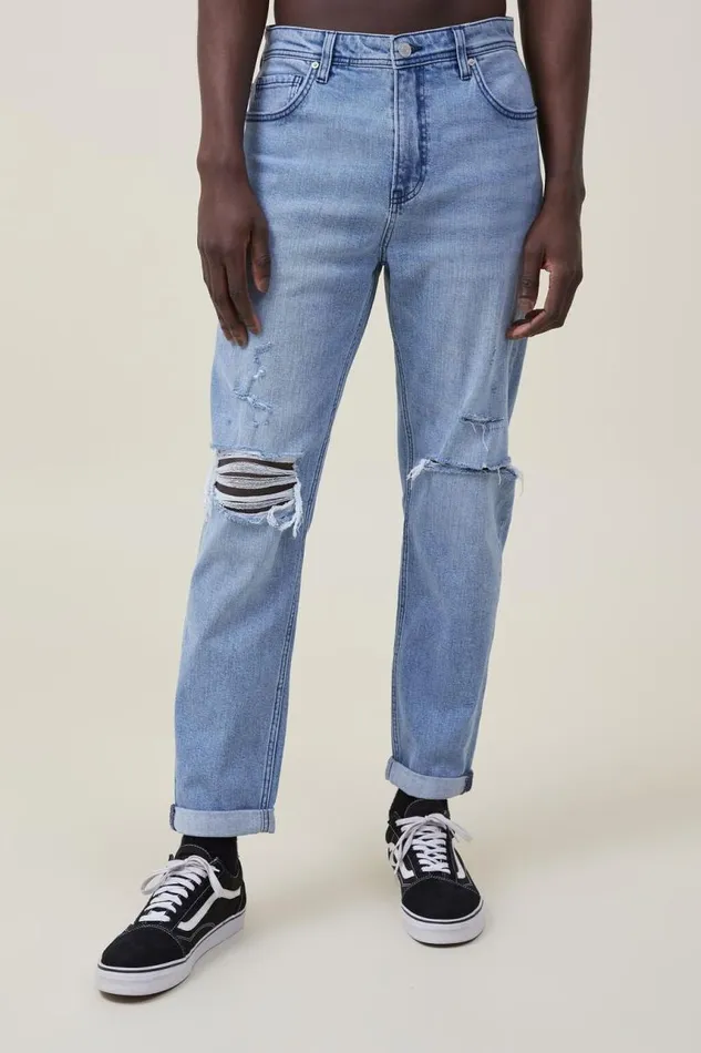 Cotton On Pants Relaxed Tapered Jean Surf Blue Ripped 8211 Men Cotton On Pants Relaxed Tapered Jean Surf Blue Ripped 8211 Men