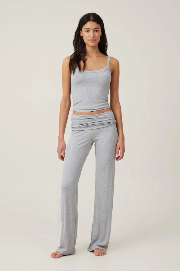 Cotton On Pants Sleep Recovery Roll Waist Pant Grey Marle Rib 8211 Women