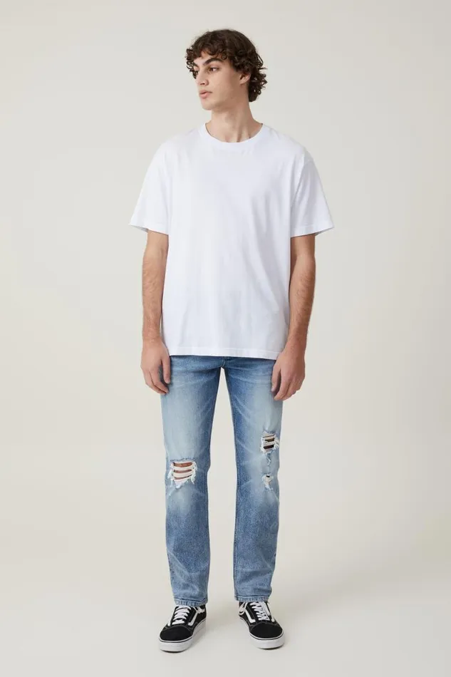 Cotton On Pants Slim Straight Jean West Blue Ripped 8211 Men