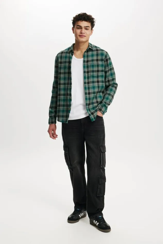Cotton On Shirts and Polos Boston Long Sleeve Shirt Emerald Waffle Check 8211 Men Cotton On Shirts and Polos Boston Long Sleeve Shirt Emerald Waffle Check 8211 Men