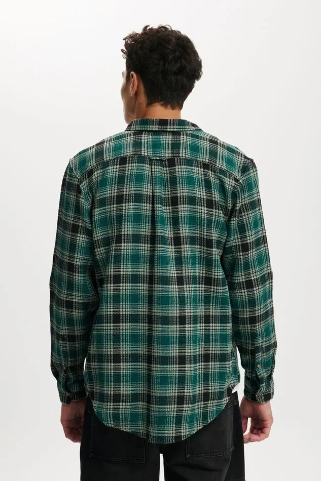 Cotton On Shirts and Polos Boston Long Sleeve Shirt Emerald Waffle Check 8211 Men Cotton On Shirts and Polos Boston Long Sleeve Shirt Emerald Waffle Check 8211 Men
