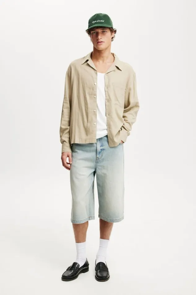 Cotton On Shirts and Polos Old Town Long Sleeve Shirt Taupe 8211 Men