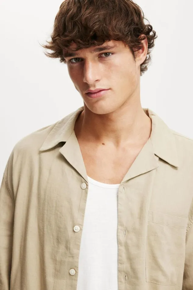 Cotton On Shirts and Polos Old Town Long Sleeve Shirt Taupe 8211 Men