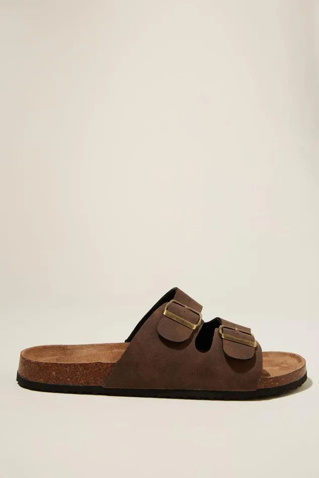 Cotton On Shoes Double Buckle Sandal Dark Chocolate 8211 Men