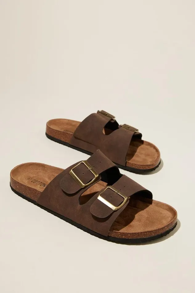 Cotton On Shoes Double Buckle Sandal Dark Chocolate 8211 Men Cotton On Shoes Double Buckle Sandal Dark Chocolate 8211 Men