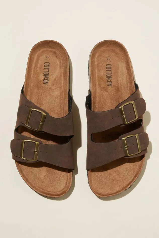 Cotton On Shoes Double Buckle Sandal Dark Chocolate 8211 Men Cotton On Shoes Double Buckle Sandal Dark Chocolate 8211 Men