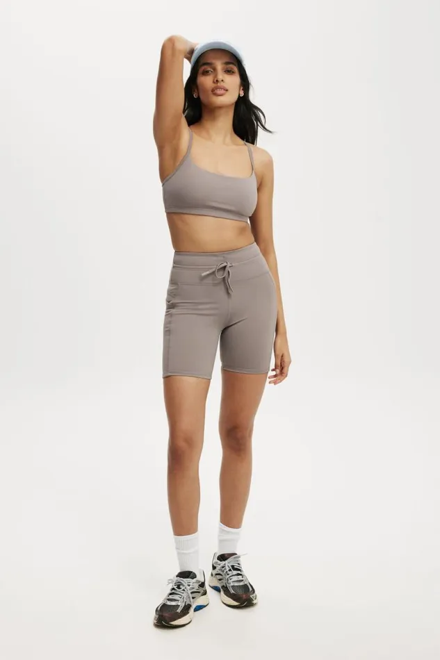 Cotton On ShortsandSkirts Ultimate Run Rib Bike Short Desert Grey 8211 Women