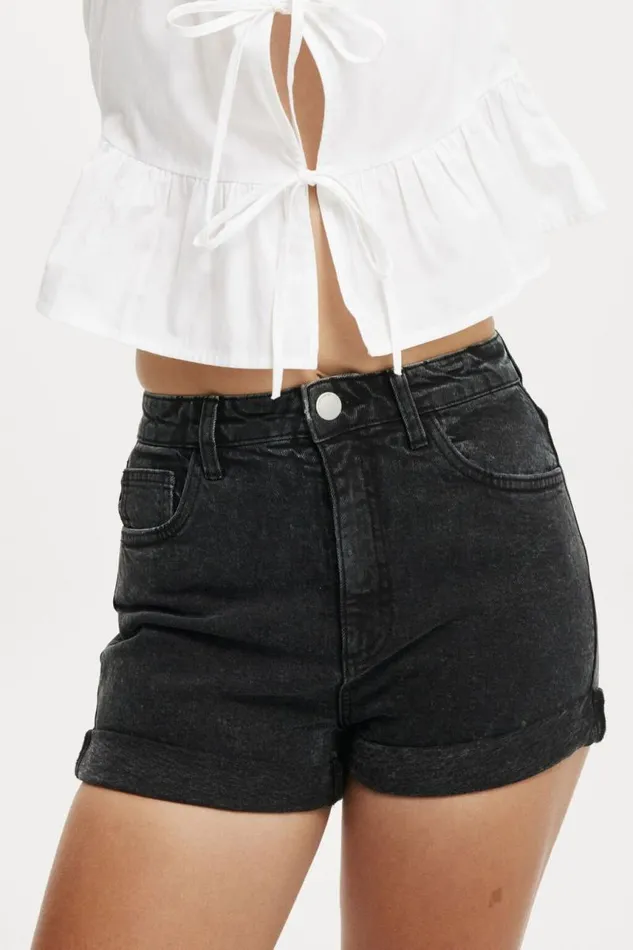 Cotton On Shorts High Rise Classic Stretch Denim Short Graphite Black 8211 Women Cotton On Shorts High Rise Classic Stretch Denim Short Graphite Black 8211 Women