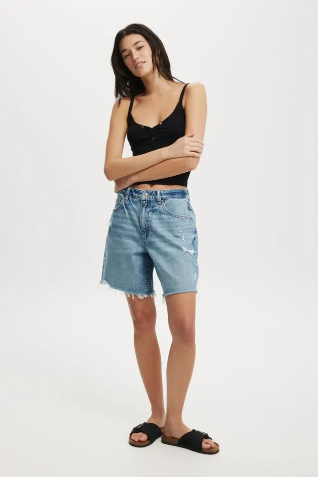 Cotton On Shorts Relaxed Denim Short Blue Haze Rip 8211 Women